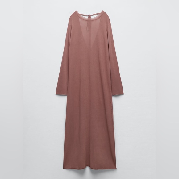 Zara Pale Pink Long Knit Dress - Picture 6 of 11